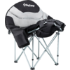 Chaise de camping pliante noire et grise avec accoudoirs et sac de transport