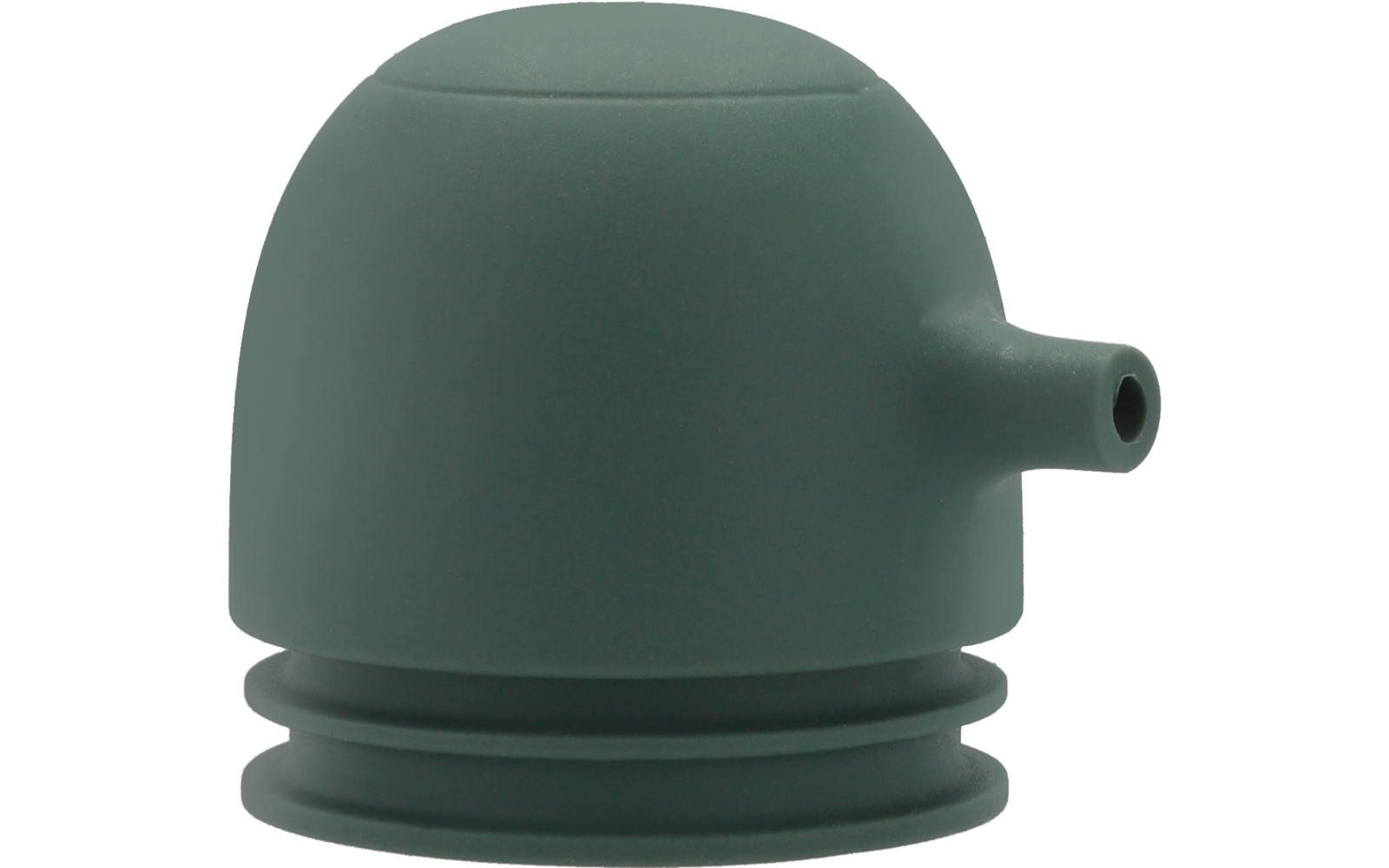 Grüner Trinkbehälter mit kurzem Ausguss und rundem Deckel