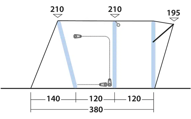 Technische Zeichnung eines trapezförmigen Objekts mit Maßen in Millimetern