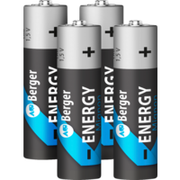 Berger Energy Piles alcalines Mignon (AA) LR6, lot de 4