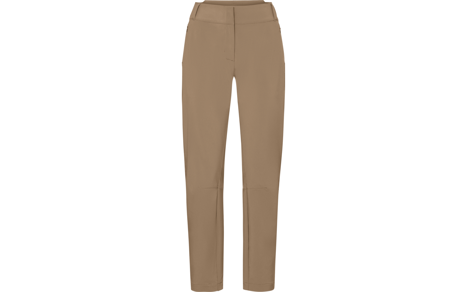 Beige broek met tailleband, verborgen voorsluiting en zijzakken