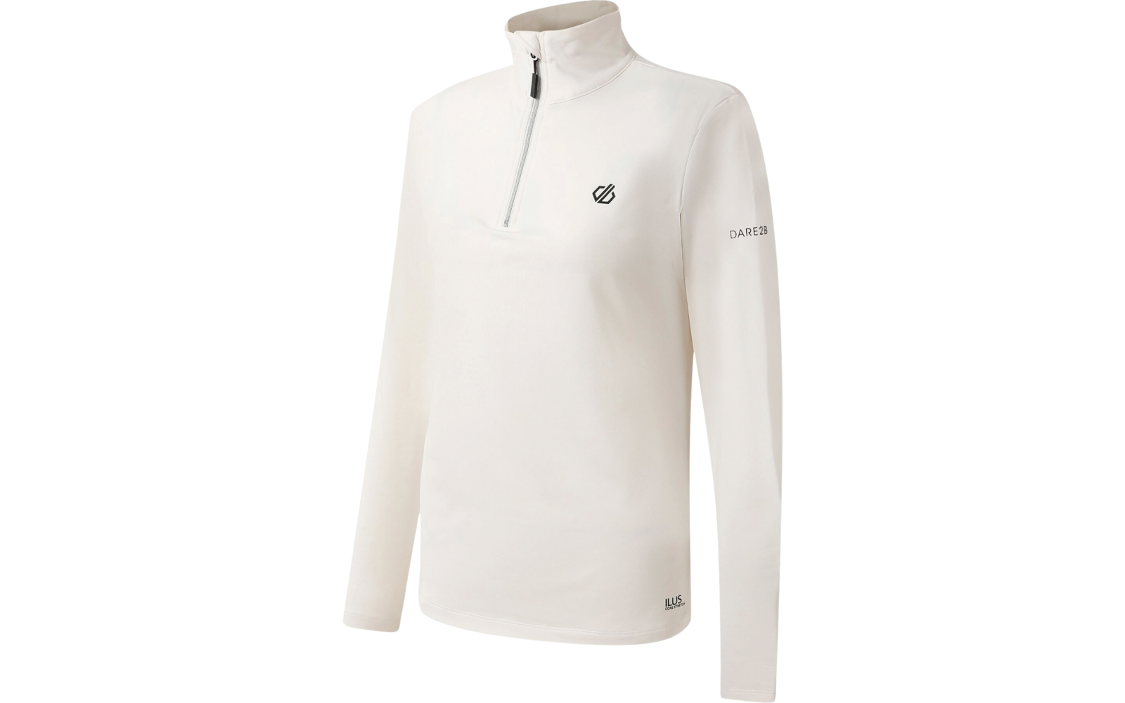 Pull blanc avec fermeture éclair courte et col montant