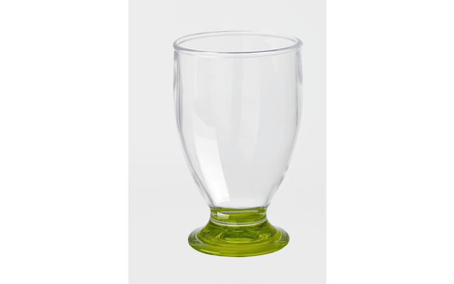 Clear glass with a green base on a white background