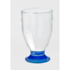 Clear glass with a blue base on a white background
