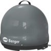 Graue runde Satellitenschüssel mit dem Logo von AHD Berger