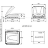 Technical drawing showing side, front and top views of a rectangular enclosure; open lid shown as dashed outline; multiple dimension annotations in mm (e.g., 410, 485, 400, 511.5, 534.5, 119, 180, 33.2, 402) and labels 'alle Maße in mm', 'Passend für Wandstärken von 28 - 50 mm', 'Ausschnittmaß'