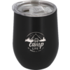 Zwarte geïsoleerde thermosbeker met doorzichtige deksel en Camp-logo