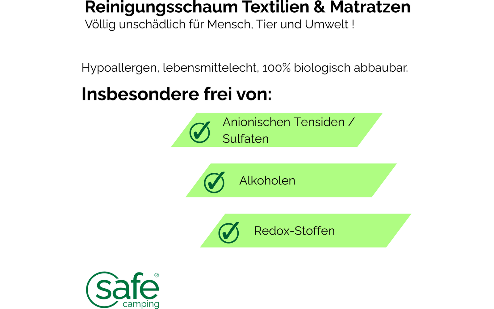 Produktbild Safe Camping Reinigungsschaum Textilien und Matratzen 1