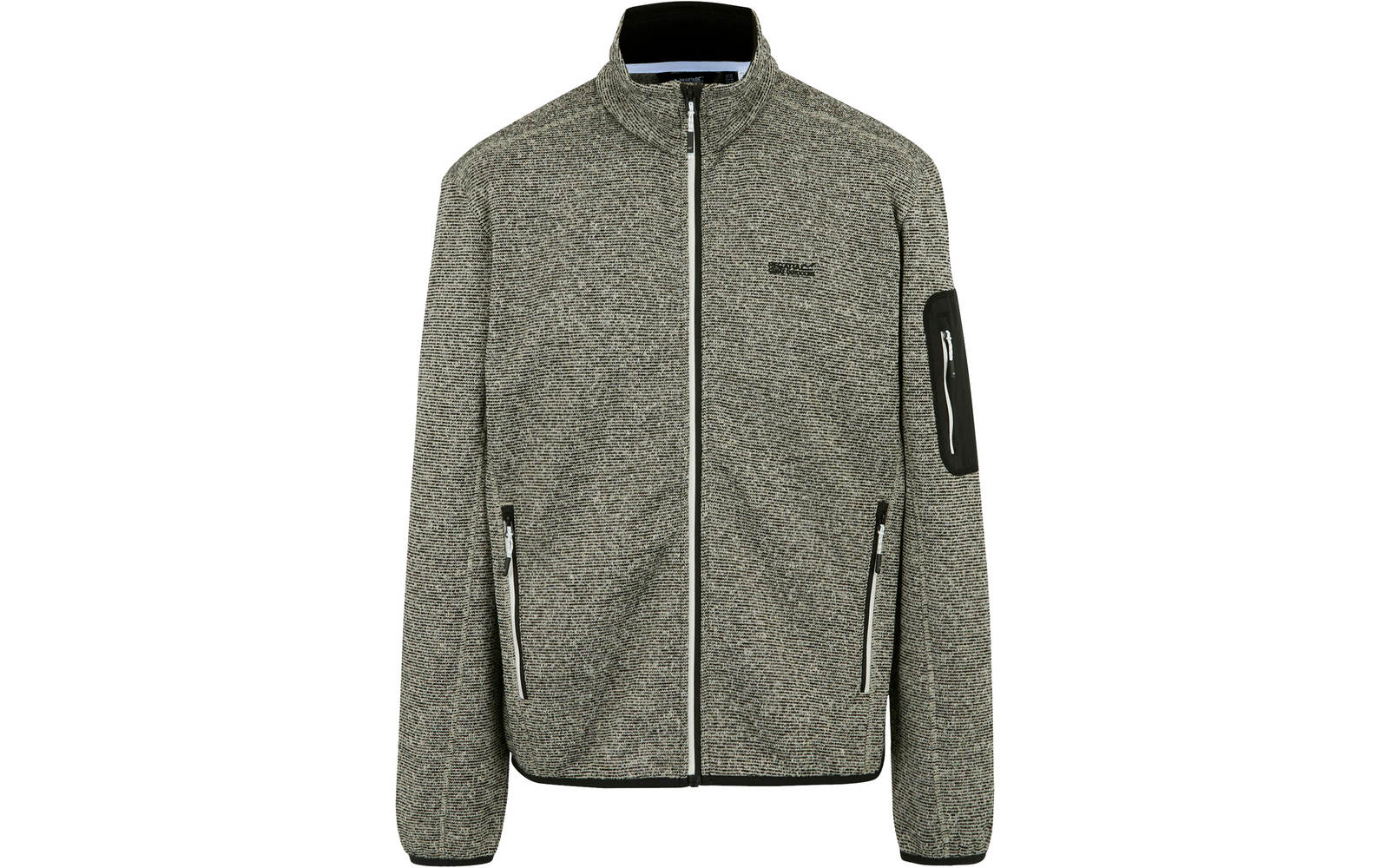 Grau melierte Jacke mit Reißverschluss und zwei Fronttaschen