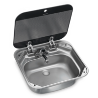Dometic SNG 4237 Evier encastr&eacute; en acier inoxydable avec couvercle en verre 42 x 37 cm
