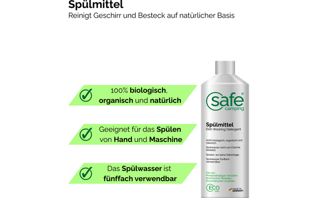 Produktbild Safe Camping Sp&uuml;lmittel auf nat&uuml;rlicher Basis mit absorptiven Biopolymeren 1