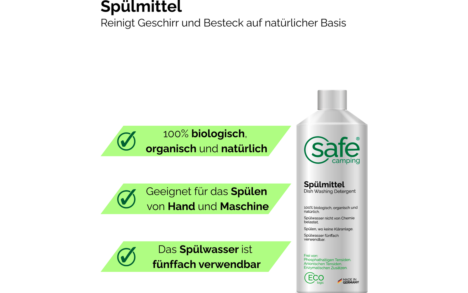 Produktbild Safe Camping Sp&uuml;lmittel auf nat&uuml;rlicher Basis mit absorptiven Biopolymeren 1
