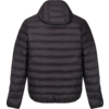 Schwarze Daunenjacke mit Kapuze, von hinten gezeigt
