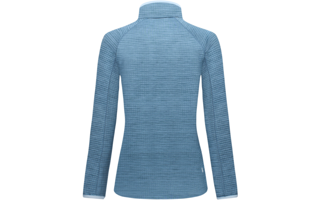 Haut à manches longues bleu clair avec texture gaufrée, vue de dos