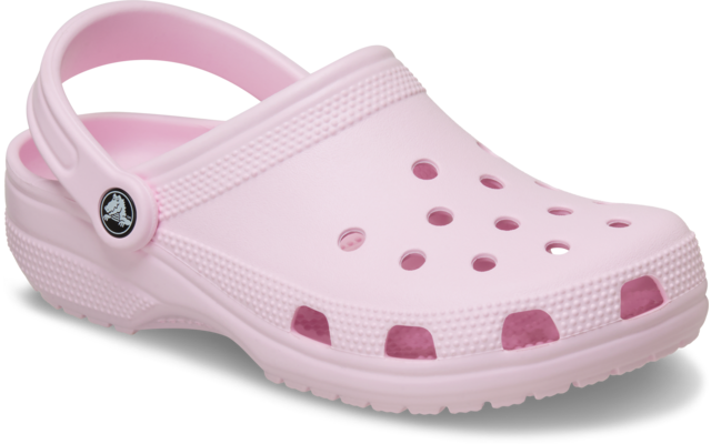 Rosa Clog aus Kunststoff mit Belüftungsöffnungen, Fersenriemen und Profilsohle