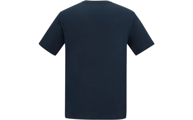 Donkerblauw T‑shirt met korte mouwen, achterkant op witte achtergrond