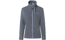 Grau melierte Jacke mit Reißverschluss und zwei Seitentaschen, Stehkragen und Kapuze