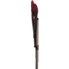 Parapluie rouge replié avec poignée noire et tige métallique argentée
