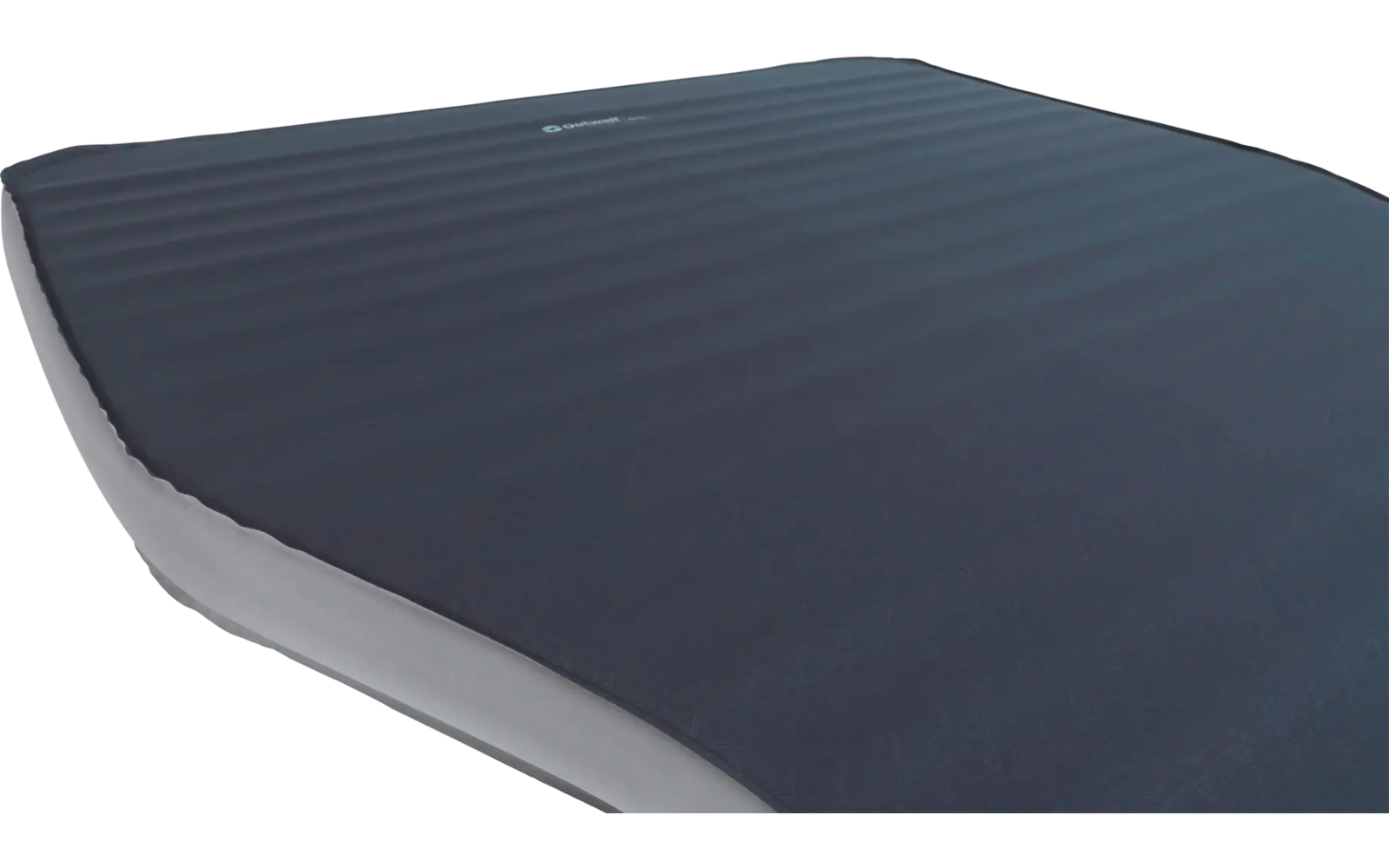 Donkerblauwe opblaasbare slaapmat met lichtgrijze rand