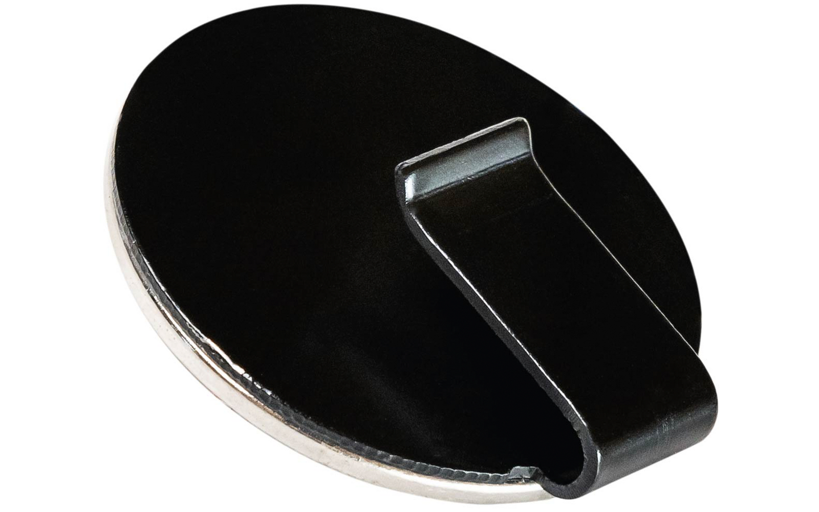 Runder schwarzer Metallhaken mit Klebeseite