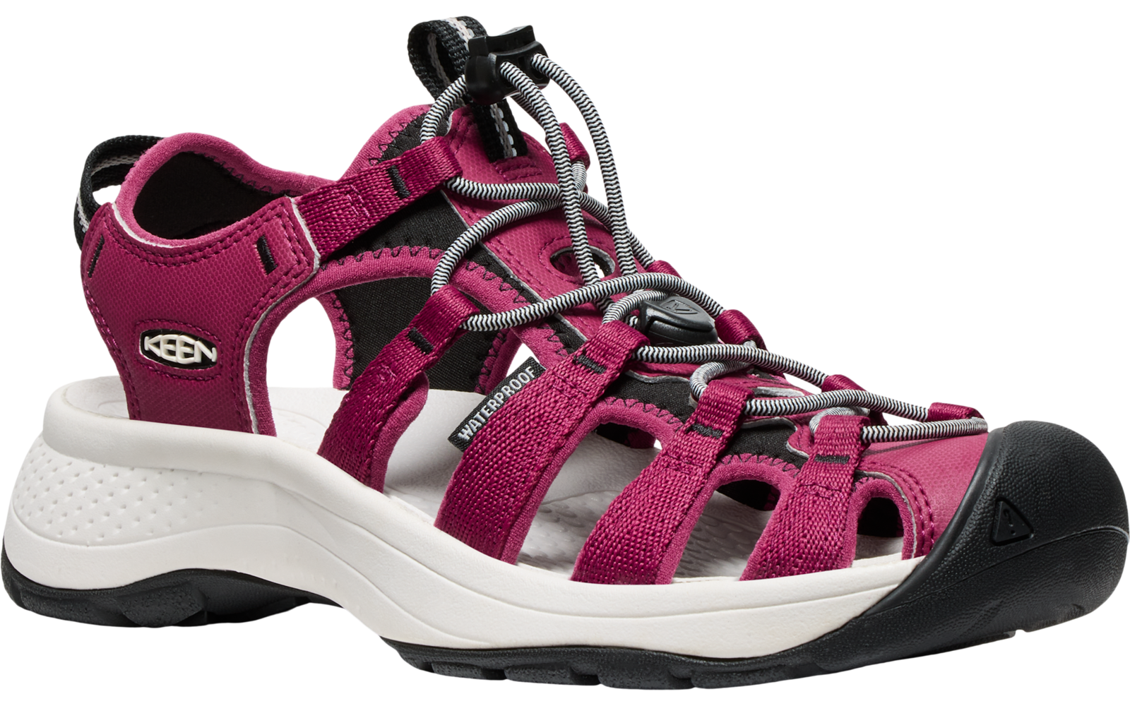 Rosa Sport-Sandale mit weißer Sohle und schwarzen Akzenten