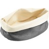 Open oval fabric basket with gray exterior and cream folded rim