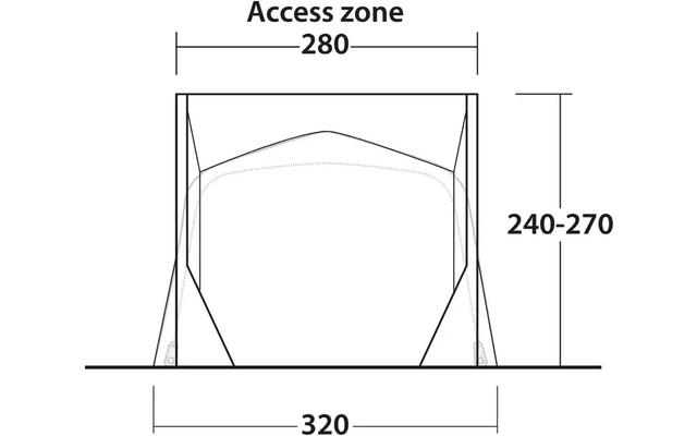 Technische Skizze eines Querschnitts mit Maßen in Millimetern