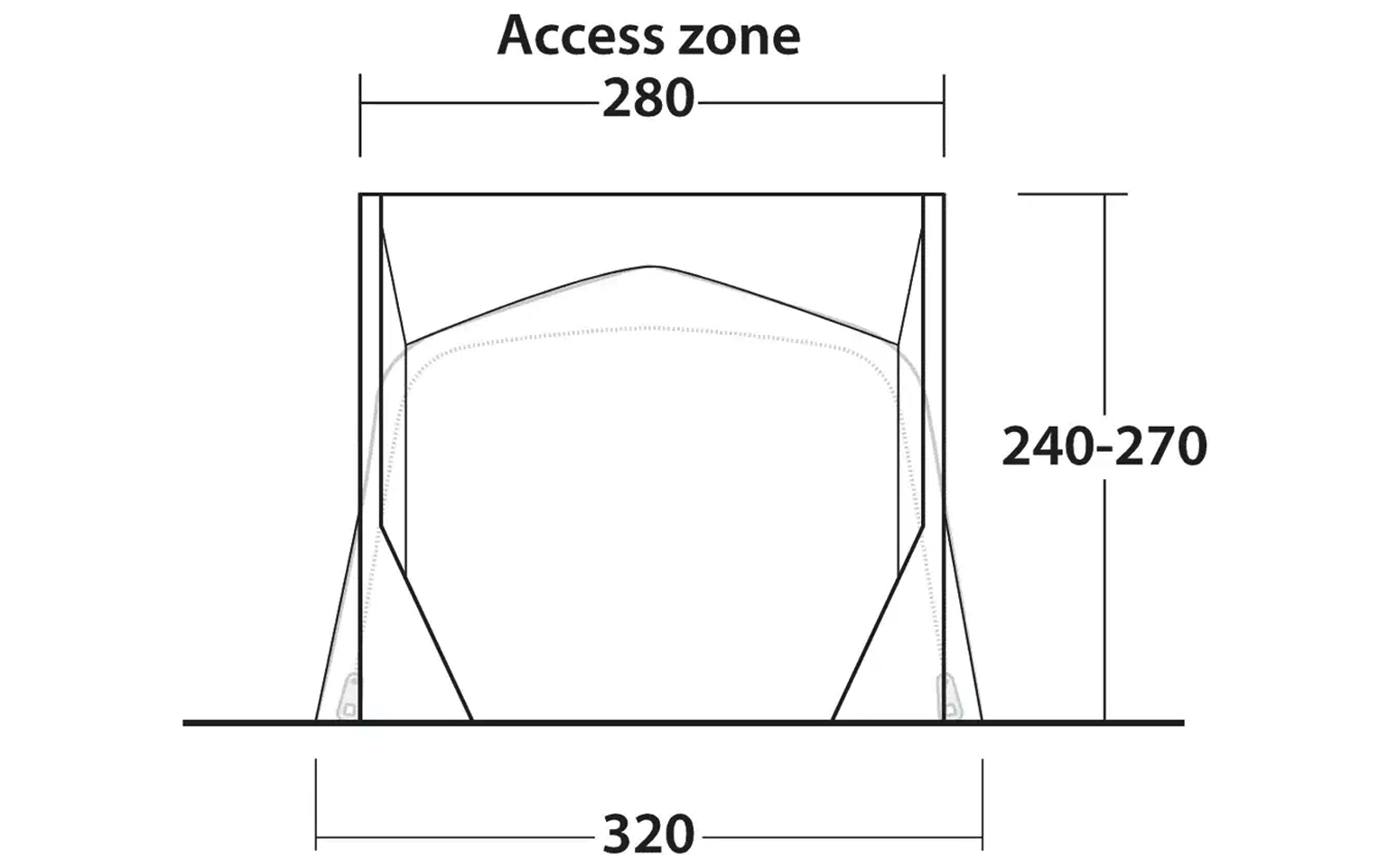 Technische Skizze eines Querschnitts mit Maßen in Millimetern