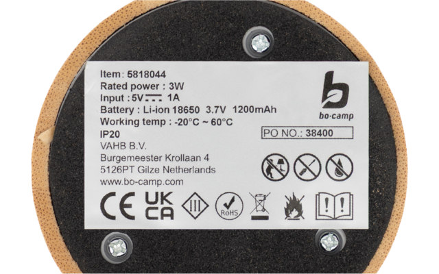 Product afbeelding Bo-Camp Nasstington Akku-Tischlampe aus Bambus dimmbar 180 lm 1