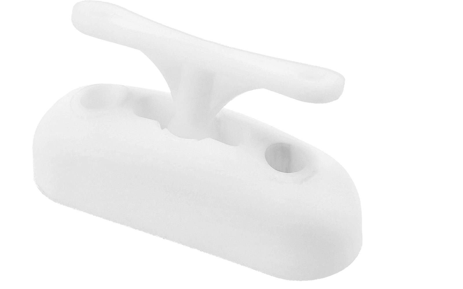 Weißer Kunststoff-Fenstergriff mit zwei Befestigungslöchern