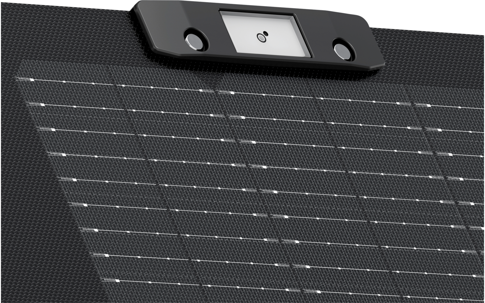 Gros plan d'un panneau solaire noir avec deux caméras en haut