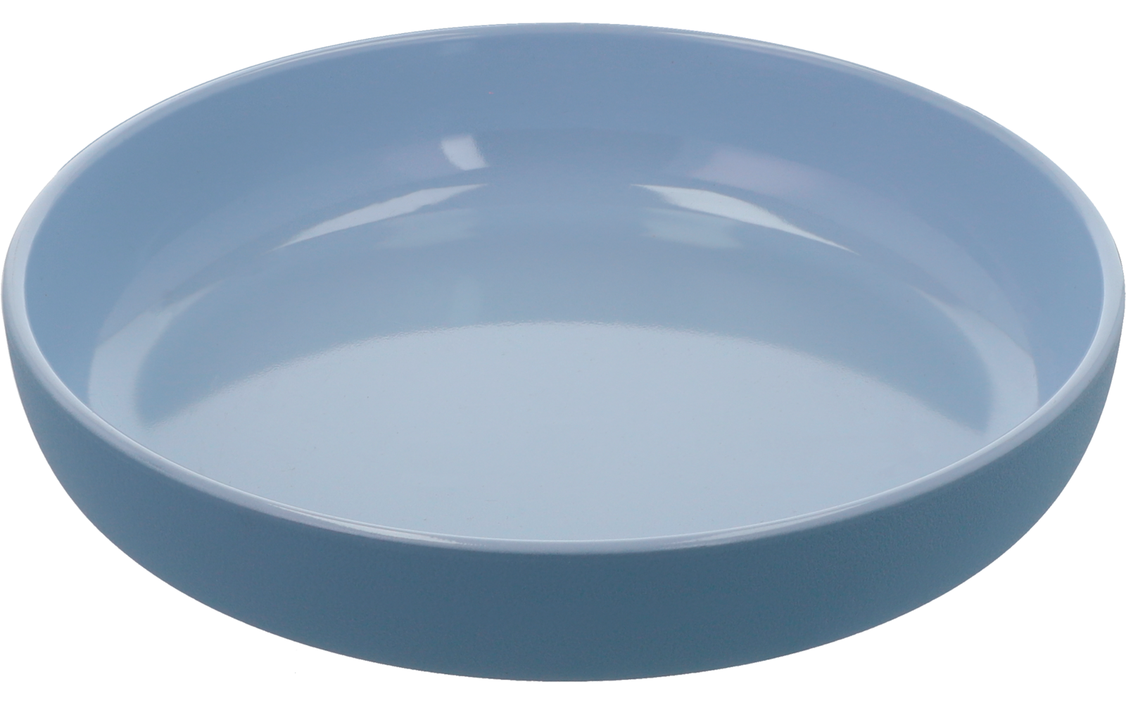 Blauer runder Teller mit leicht erhöhtem Rand