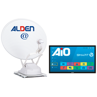 Impianto satellitare completamente automatico Alden Onelight@ 60 HD EVO Ultrawhite completo di antenna LTE e A.I.O. Smart TV da 19 pollici con controllo antenna integrato