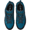Coppia di scarpe da trekking turchesi, vista dall'alto, affiancate, allacciate, logo CMP sulla linguetta