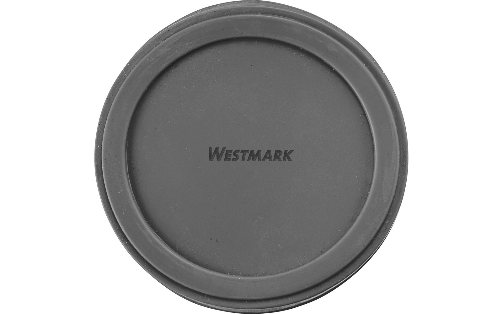 Disque circulaire gris avec une double bordure surélevée et l'inscription Westmark au centre