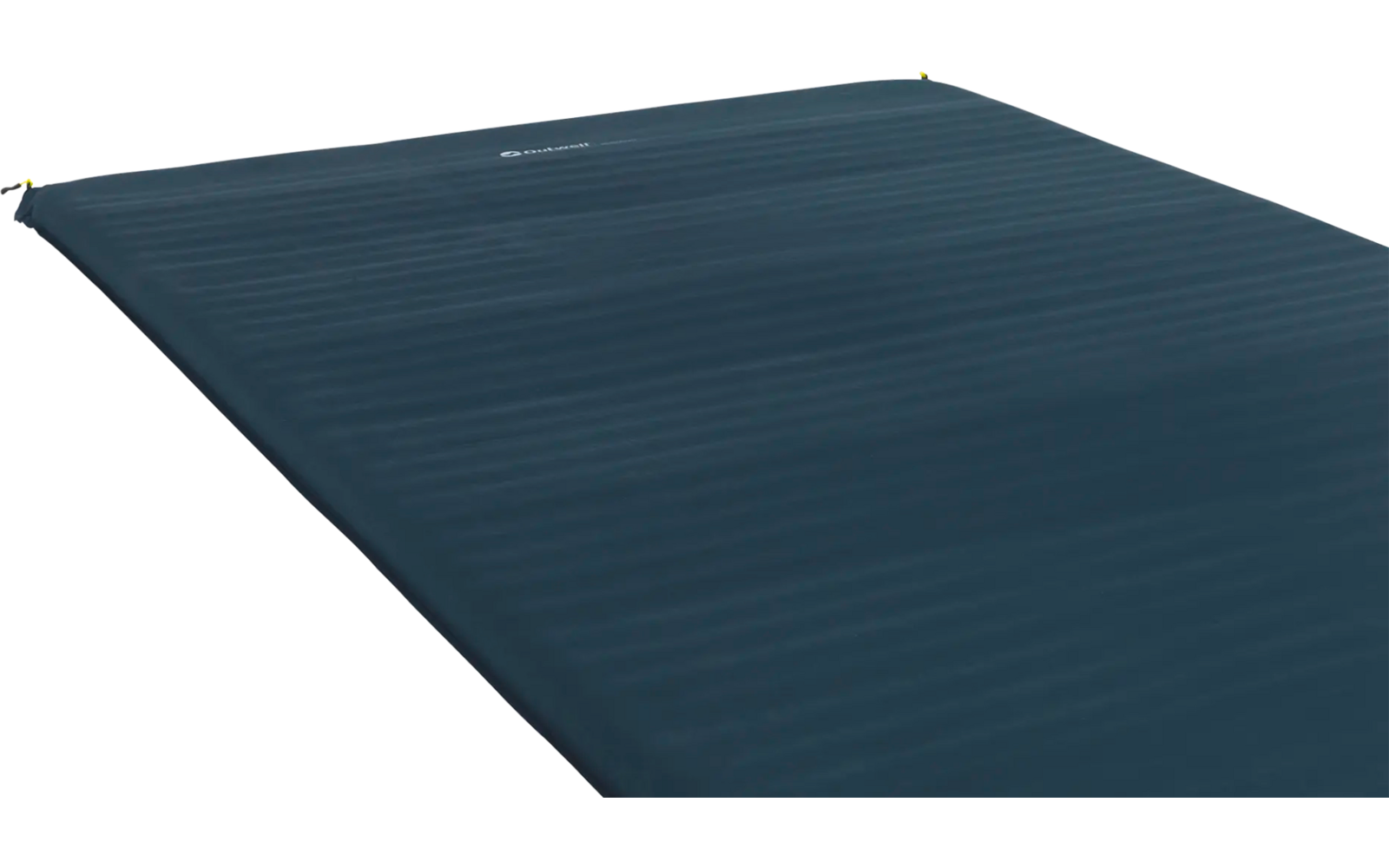 Donkerblauwe zelfopblaasbare slaapmat schuin van bovenaf gezien