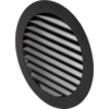 Rejilla de ventilación circular negra con lamas horizontales