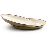 Barebones enameled salad plate set Enamel 2 pieces olive