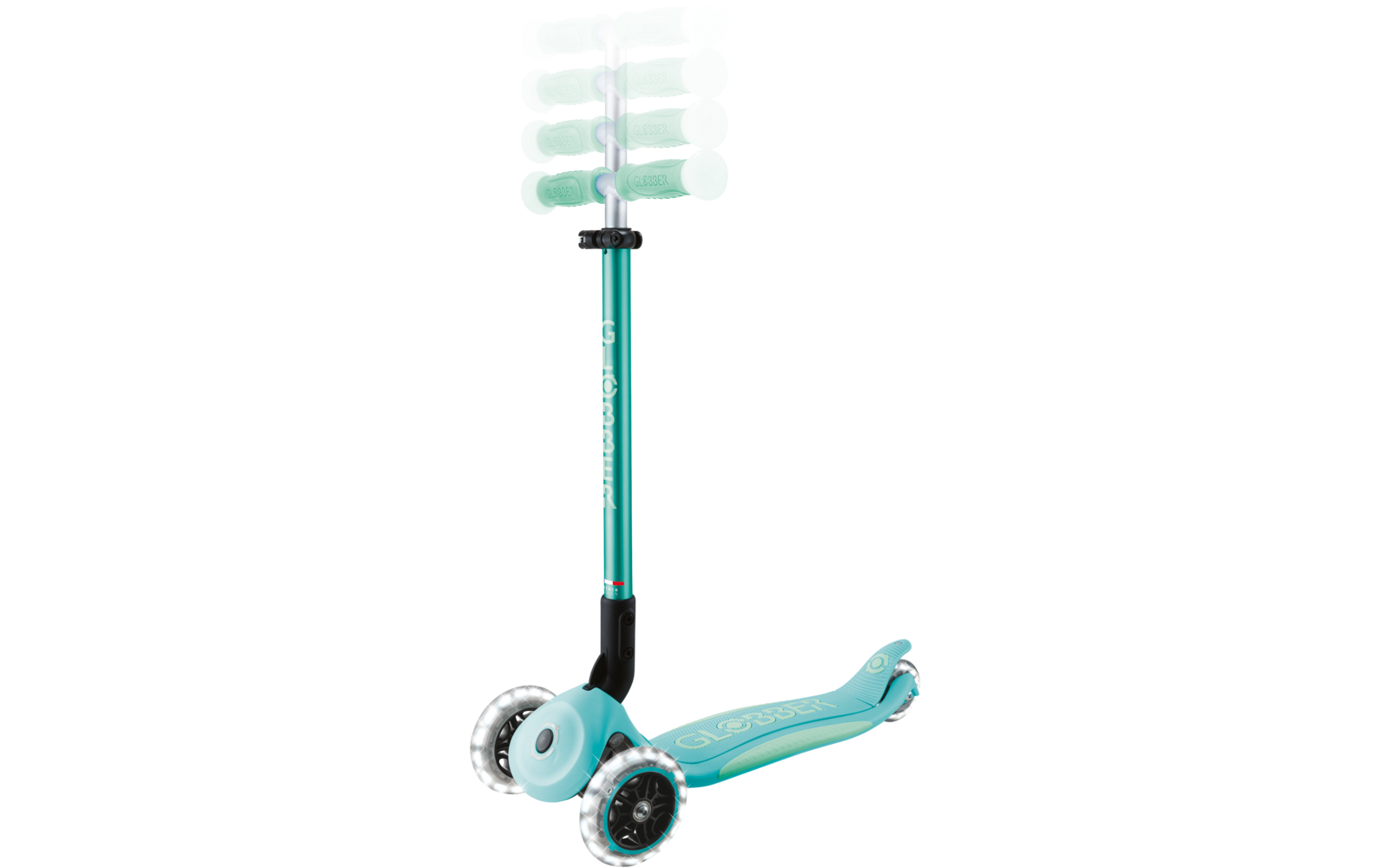 Produktbild Globber Elite Lights Glow Dreirad Scooter h&ouml;henverstellbar mit LED Leuchtrollen 1