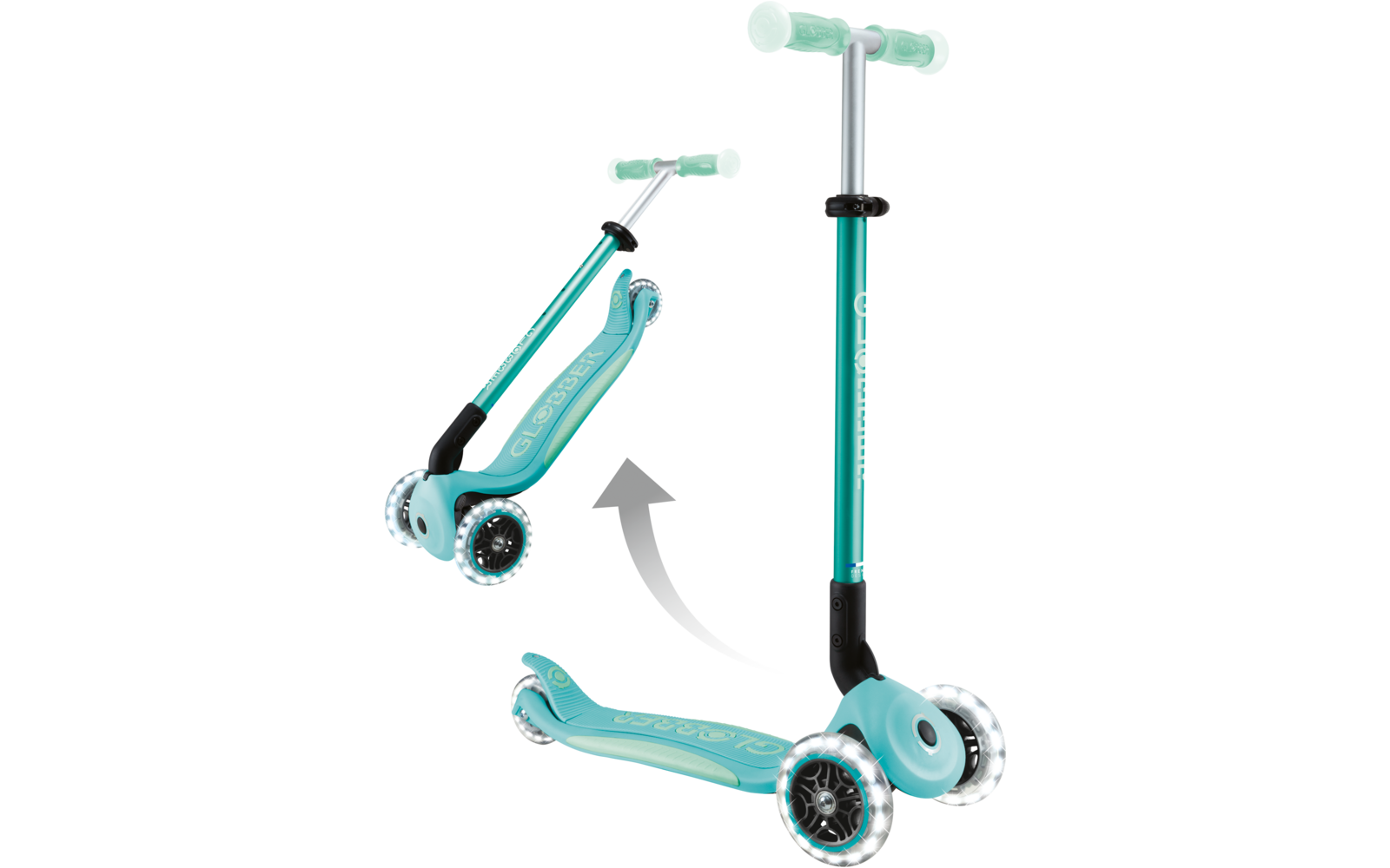Produktbild Globber Elite Lights Glow Dreirad Scooter h&ouml;henverstellbar mit LED Leuchtrollen 1