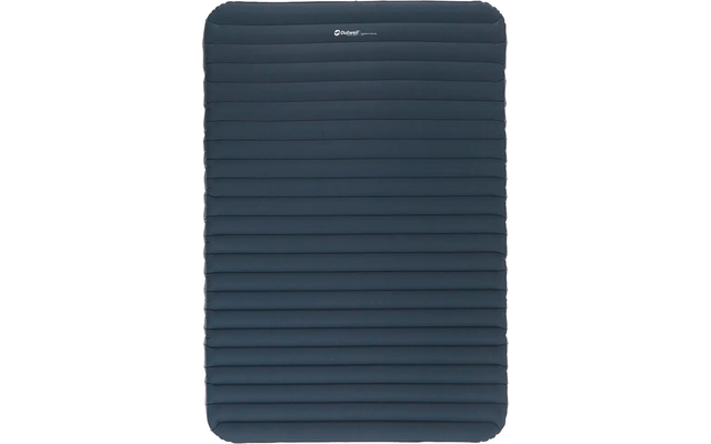 Donkerblauwe rechthoekige koffer met horizontale ribbels