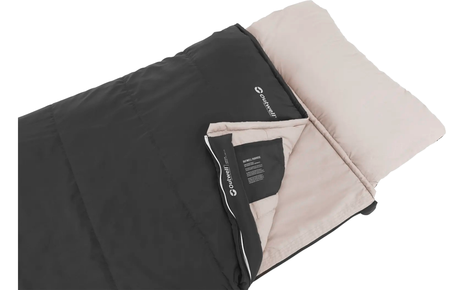 Zwarte en beige slaapzak met open rits