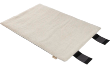 Beige Stofftasche mit zwei schwarzen Klettverschlüssen