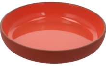 Rote runde Schüssel aus Kunststoff