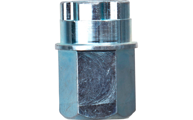 Tuerca de rueda metálica sobre fondo blanco