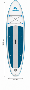 Camptime Corvi 9.3 Aufblasbares Stand Up Paddle / SUP-Board Set inkl. Rucksack, Paddel und Luftpumpe