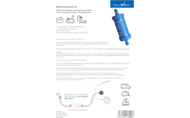 Produktbild Bluuwater BF08 Bef&uuml;ll-Filter Wasserfilter 6000 Liter 1