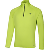 Sweat manches longues vert néon avec col montant, courte fermeture éclair noire à l'avant et petit logo sur la poitrine gauche