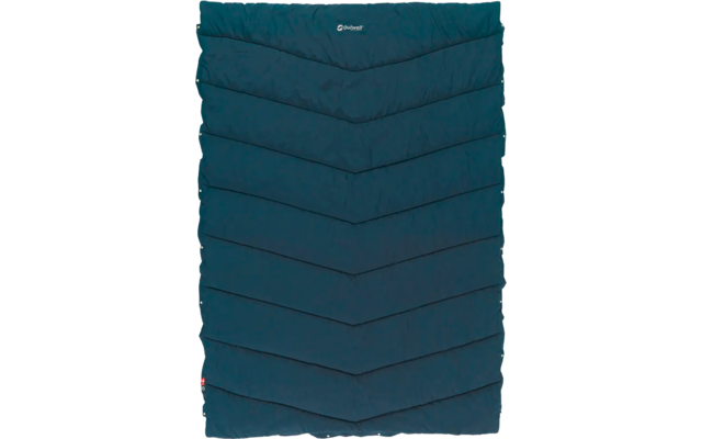 Blauwe rechthoekige slaapzak met horizontale stiksels