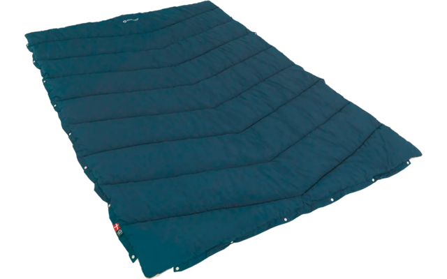 Blauwe rechthoekige slaapzak op witte achtergrond